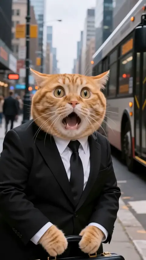 Business Cat: The Morning Commute Struggle